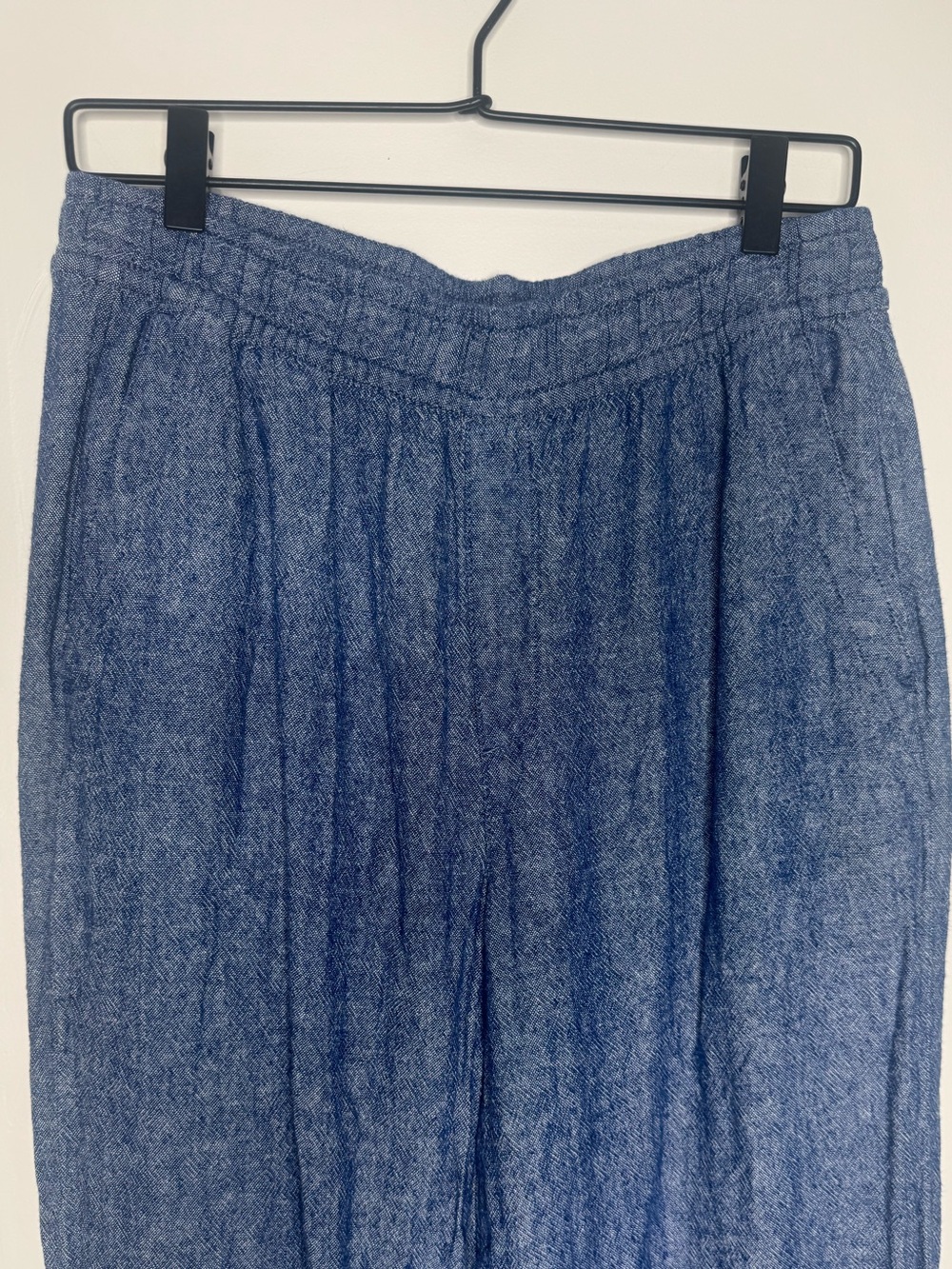 Old Navy woman's wide leg pull over linen stretchy waist pants boho coastal - Picture 2 of 8